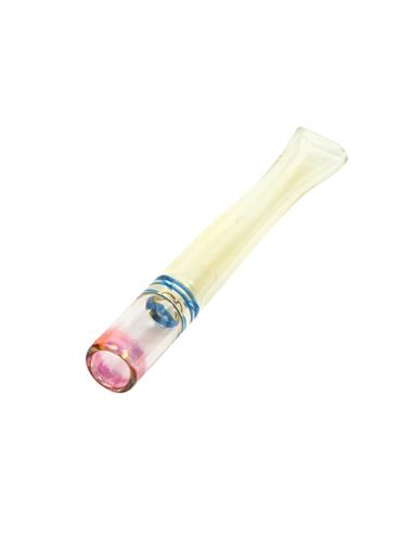 One Hitter Type Cigarette holder Size 12mm Silver Fumed on Mouthpiece and Gold fumed on holder - Burning Loving