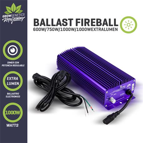 Ballast Electrónico Regulable Extra Lumen 1000W Fireball - Grow Genetics