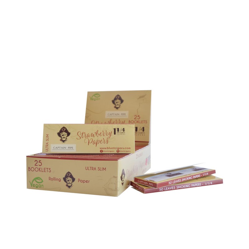 CAPTAIN PIPE ROLLING PAPERS 1.1/4 - STRAWBERRY (25uds)