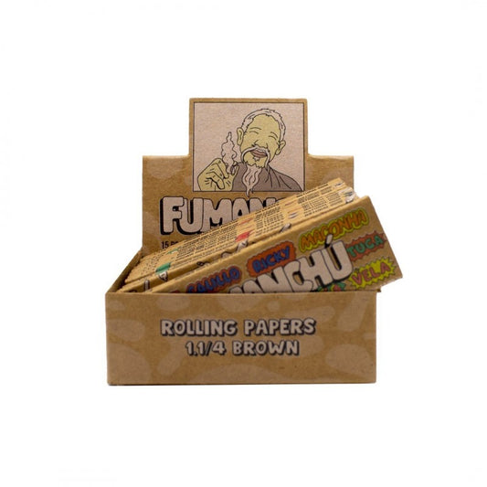 Fumanchu Display Brown Rolling Paper Papelillos sin blanquear 1 1/4 1 1/4